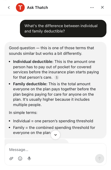The Ask Thatch dashboard widget