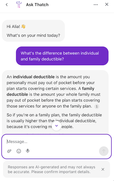 The Ask Thatch dashboard widget