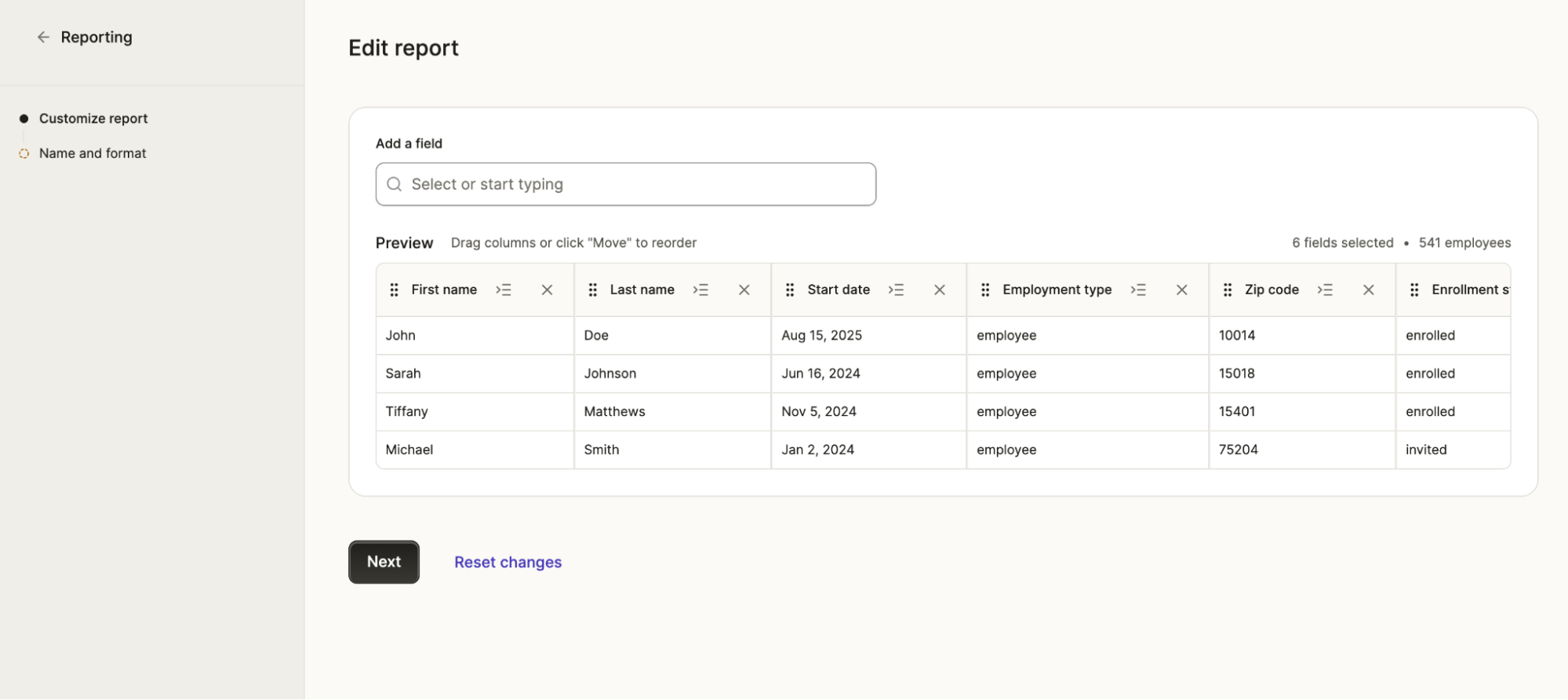 Creating a custom report
